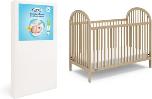 Vista 18 de Graco Cuna convertible Olivia (avena helada) – Certificado GREENGUARD Gold, 100% madera maciza, se adapta a colchón de cuna estándar, cuna de bebé