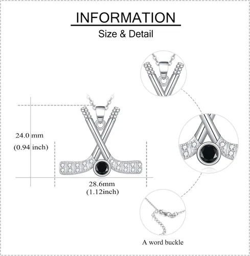Vista 4 de YAFEINI Collar con colgante de plata de ley para violínvioloncheloguitarragolfhockey, joyería de música deportiva para mujeres y niñas