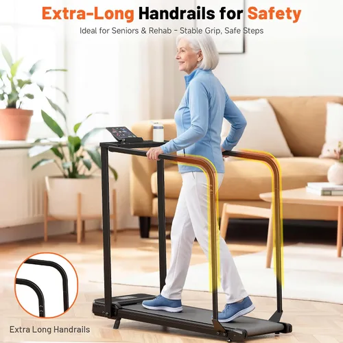 Vista 2 de Walking Pad Treadmill for Seniors with Handrails - Treadmills with Incline for Seniors at Home, Recovery Walking Machine with Remote Control, LED