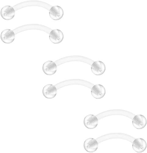 Vista 3 de FECTAS Retenedores para cartílago, hélice, daith, tragus, nariz, labio, cejas, anillos transparentes Bioflex 16G, 516