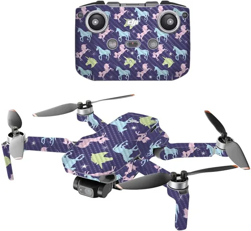 Vista 6 de MIGHTY SKINS Fibra de carbono compatible con DJI Mini 2 Dron portátil – Negro abstracto Acabado de fibra de carbono texturizado protector