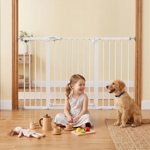 Vista 13 de Mumeasy Puerta de bebé extra ancha de 29.7 a 51 pulgadas para escaleras, puerta para perros de interior extra larga para puertas, puerta para niños