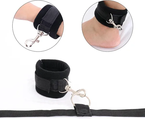 Vista 7 de Kit de cama para parejas, correas de cama para adultos, colchón, lazos sexuales para tobillos y muñecas, cuerdas de sujeción de cama King y cordones