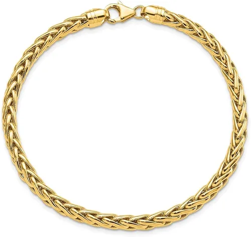 Vista 4 de Pulsera de cadena de trigo pulida de 14 quilates, 8.3in, 8.3in, 0.197in, estilo GB240-8.5