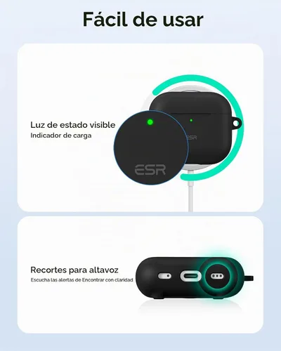Vista 8 de ESR Funda para AirPods 4 (HaloLock), Compatible con Funda de AirPods de 4ª Generación (2024) (USB-C), Compatible con MagSafe, Cubierta de Protección