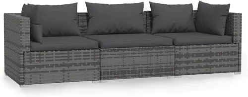 Vista 16 de Patio 3 Seater Sofa with Cushions Brown Poly Rattan Brown and Green
