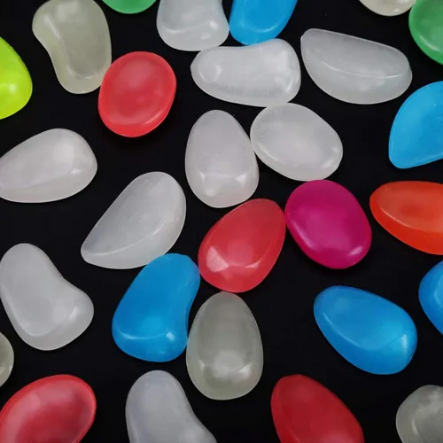 Vista 8 de In The Dark Rocks, 50 piezas de piedras coloridas en la oscuridad, piedras artificiales luminosas para peces, acuario, jardín, pasarela, canicas