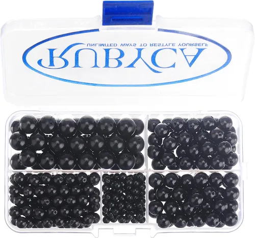 Vista 13 de RUBYCA Natural negro lava piedras preciosas redondas sueltas cuentas organizador caja de plástico fabricación de joyas mezcla tamaños