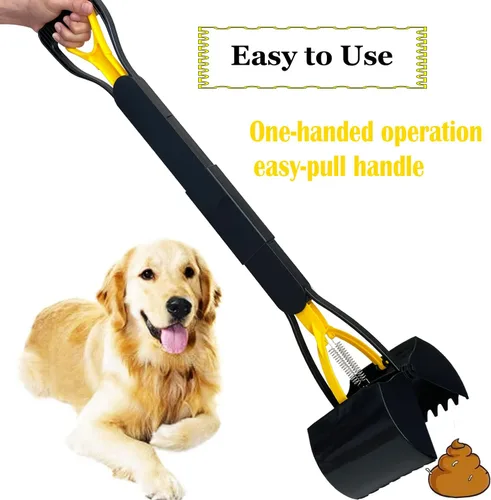 Vista 4 de ienjoyed Recogedor de excrementos de 32 pulgadas de alto, recogedor de excrementos grande para perros, resistente, mango largo y resorte duradero