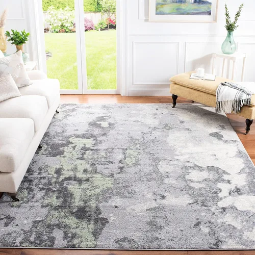 Vista 12 de SAFAVIEH Adirondack Collection - Alfombra decorativa, 2 pies 6 pulgadas x 4 pies, verde y gris, diseño abstracto moderno, no desprende pelusa