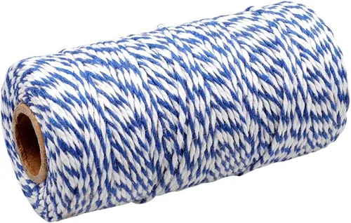 Vista 4 de Cordel azul para panaderos de 328 pies, hilo de algodón para manualidades navideñas, color azul oscuro y blanco