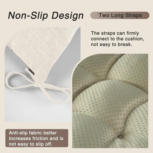 Vista 3 de OVOV Cojines antideslizantes para silla mecedora, tela de lino para Blanco