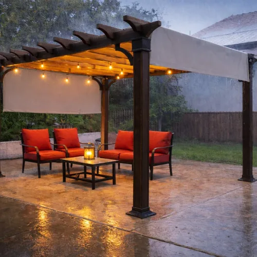Vista 4 de Alion Home Toldo de repuesto universal impermeable con bolsillo para cortinero para pérgola (12 x 6.5 pies, gris)