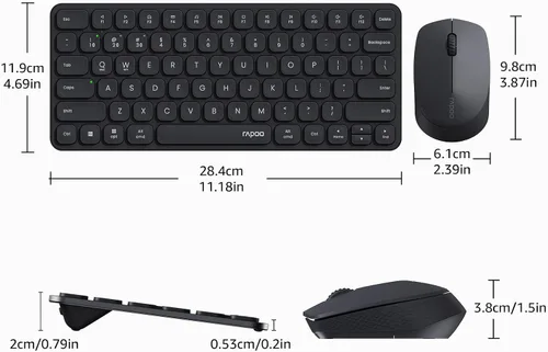 Vista 9 de Rapoo 9010M Combo de teclado y mouse multidispositivo, juego de teclado y mouse inalámbrico 2.4GHz/Bluetooth 5.0/4.0 para Windows/Mac/Linux/Chrome