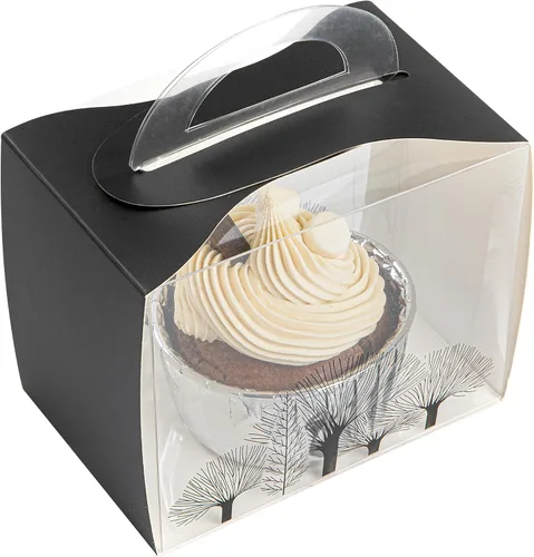 Vista 11 de Restaurantware Sweet Vision - Cajas individuales para cupcakes de 5 x 3.25 pulgadas, 100 cajas de exhibición desechables para cupcakes, con asa