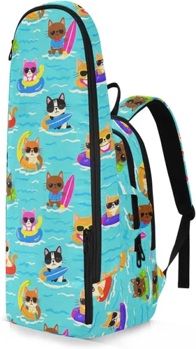 Vista 2 de Tenni Badminton Racket Bag Cute Sturdy Cat Dog Swim Summer Blue Cartoon 3 Rackets Badminton Bag Case for Women, Men, Teenagers bolso para raqueta
