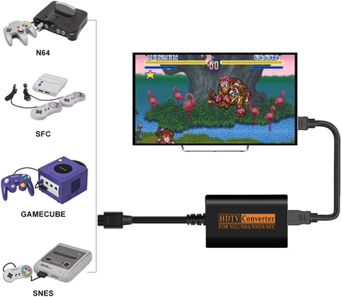 Vista 2 de YEHUIM Convertidor HDMI con cable HDMI para N64GamecubeSNES