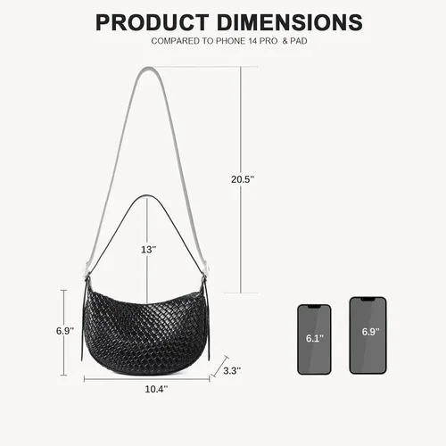 Vista 5 de BOSTANTEN Bolso Hobo de cuero tejido
