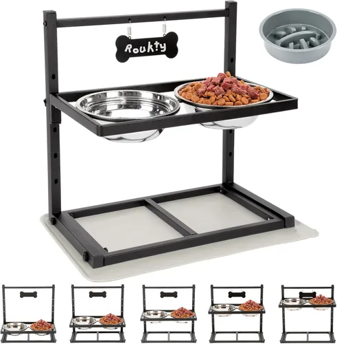 Vista 9 de ADENGL Cuenco elevado de metal para perros, soporte elevado para comedero de perros de 10" de alto con 2 cuencos de acero inoxidable de 42oz