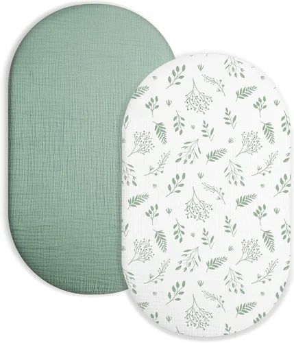 Vista 8 de Sábana de moisés para bebé niño y niña, sábanas ajustadas para colchón de moisés rectangular, ovalado, de reloj de arena, sábanas de cesta de Moisés