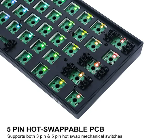 Vista 3 de Redragon BBK530 Pro - Kit de teclado mecánico para juegos personalizado 60 61 teclas teclado modular RGB para bricolaje teclado compacto barebones