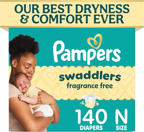 Vista 22 de Pampers Pañales Swaddlers, talla 4 (15-34 libras), 150 unidades, sin fragancia, hipoalergénicos, absorbentes, recomendados por pediatras, seguros