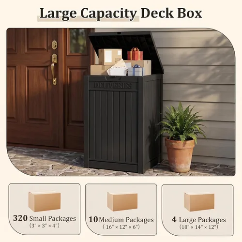 Vista 5 de Cajas de entrega del paquete para el exterior, diseño seguro bloqueable de Negro