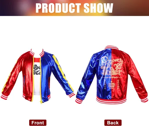 Vista 3 de iminfit Disfraz de Harley para niños con chaqueta, pantalones cortos, camiseta, guantes, kit de disfraz para Halloween, fiesta de cosplay