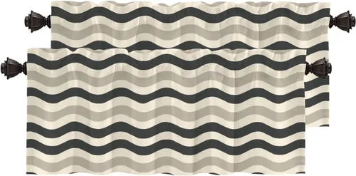 Vista 148 de Maritime Ocean Blackout Tier Curtains, Anchors Nautical Art Half Window Drapes for Kitchen with Rod Pocket,Room Darkening 2 Pack 26X24 Inches