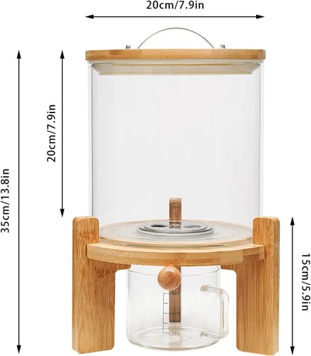 Vista 2 de Dispensador de tanque de almacenamiento de grano de 7.5L/5L con base+válvula+taza+taza de vidrio de arroz de cereales de harina de frijoles