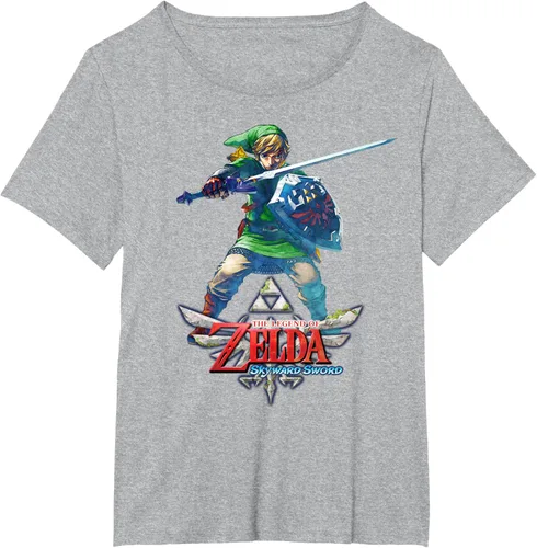 Vista 17 de Camiseta Nintendo Zelda Skyward Sword Link Ready for Battle Negro