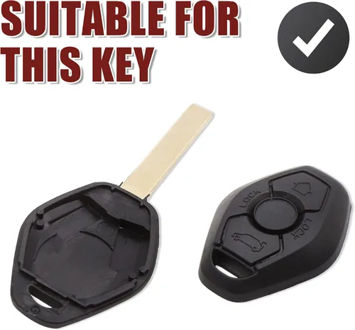 Vista 4 de X AUTOHAUX 2 unids 3 botones sin cortar insertar llavero caso control remoto carcasa carcasa reemplazo para BMW 1 3 5 6 7 Series E38 E39 E46 E60 E61