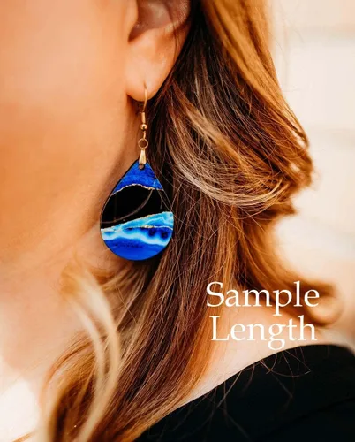 Vista 13 de Dangle Earrings for Women Colorful Dangling Drop Statement Jewelry Printed MDF Wood Teardrop Double Side Print Handmade by The Painted Pug