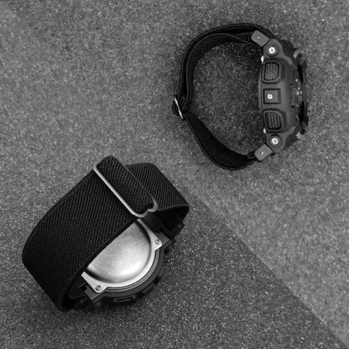 Vista 4 de Abanen Correas de reloj elásticas de nailon para Casio G-SHOCK DW-56008900, correa elástica con conector de acero inoxidable para Casio