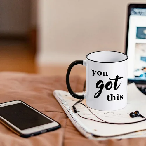 Vista 3 de YHRJWN Taza de café con texto en inglés "You Got This" para mujeres y hombres, regalos motivacionales inspiradores para mejores amigos, compañeros
