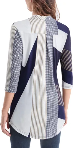 Vista 4 de Baishenggt - Blusa para mujer, con manga34, estampado floral, cuello en V con muesca, tipo túnica
