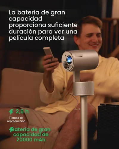 Vista 4 de [Usado] XGIMI MoGo 3 Pro NUEVO Proyector para Exteriores con Soporte PowerBase, Batería de 2.5hrs, Google TV con Netflix con Licencia, Soporte