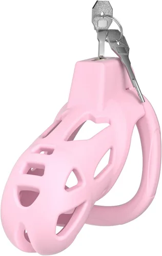 Vista 9 de Jaula de castidad masculina, dispositivo XS de castidad con 5 tamaños de anillos y candado invisible para ejercicio del pene del hombre