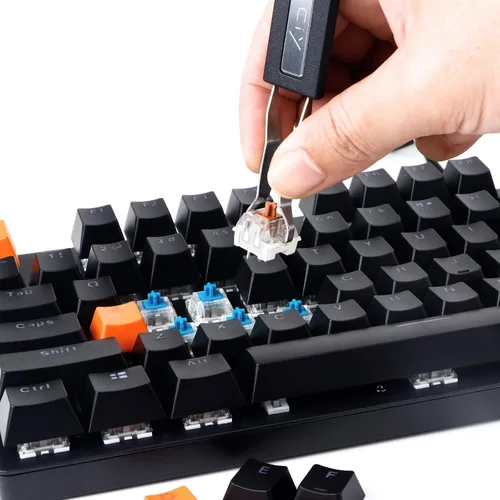 Vista 3 de Herramienta de extracción de teclas de acero inoxidable con 2 cepillos de limpieza de teclado para teclado mecánico