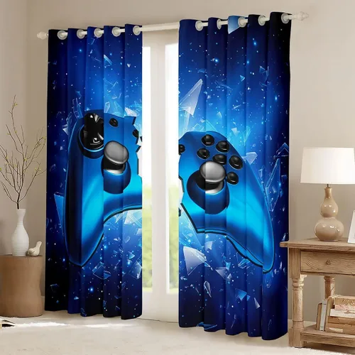 Vista 2 de Feelyou - Cortinas térmicas aisladas para dormitorio de niños, diseño de videojuegos, cortinas para ventana con controlador de juego roto, Multi 29