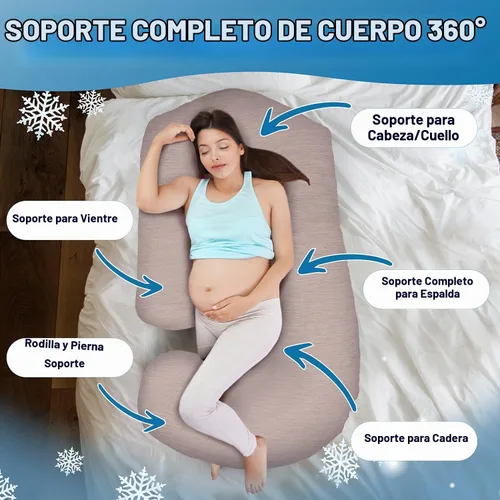 Vista 3 de Almohadas de embarazo para dormir – Almohada de maternidad de 57 pulgadas para mujeres embarazadas con funda extraíble lavable – Soporte para Beige