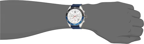 Vista 4 de Nautica Correa de silicona de cuarzo de acero inoxidable para hombre, azul, reloj casual 22 (Modelo NAPKBF017), Azul Patchwork