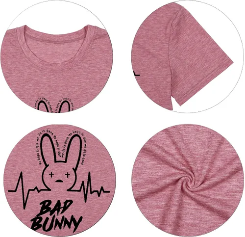 Vista 5 de SFHFY Camiseta de conejo para mujer, divertida camiseta con gráfico de conejo, camiseta de Pascua con diseño de hip hop, camiseta de Pascua
