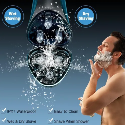 Vista 7 de Snapbuy - Maquinilla de afeitar eléctrica para hombres, Snapbuy Pro of Father, afeitadora giratoria de cabeza flotante 4D, afeitadora eléctrica