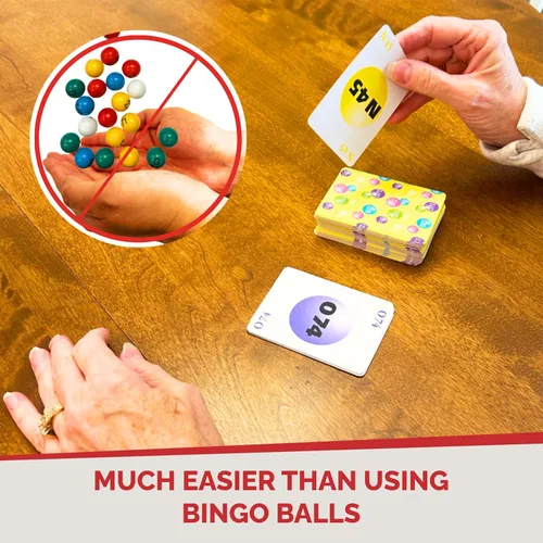 Vista 7 de MR CHIPS Tarjeta de bingo a prueba de atascos con obturadores y cubierta de tarjetas de llamada