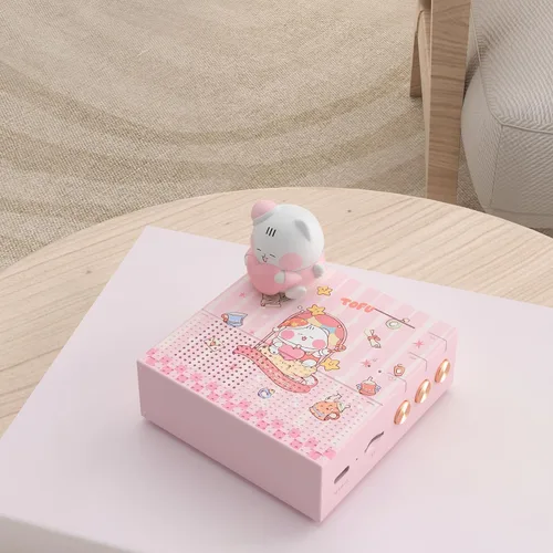 Vista 6 de ICARER - Altavoz pequeño inalámbrico, altavoz Bluetooth de animales Kawaii con tiempo de reproducción de 20 horas y tarjeta TF, caja de música