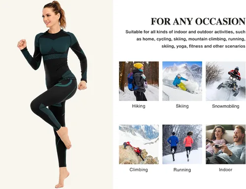 Vista 7 de MEETYOO Conjunto de ropa interior térmica para mujer, pantalones largos de invierno, capa base cálida, conjunto superior e inferior para esquiar