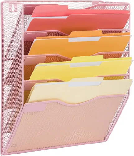Vista 27 de EASEPRES Organizador de archivos de malla de 3 bolsillos para colgar en la pared, carpeta de papel para correo montada en la pared, organizador
