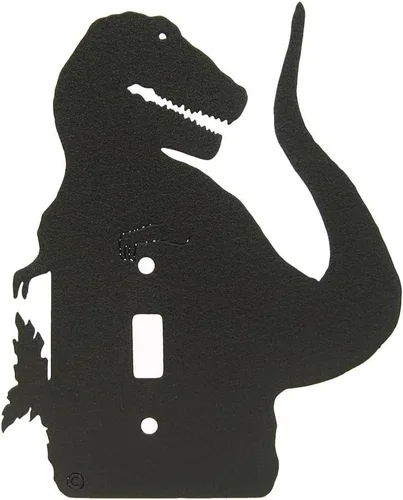 Vista 17 de Brachiosaurus Dinosaur - Placa de pared dúplex individual (potencia única, negro) American Steel Decorative Electrical Covers, 1-gang Outlet