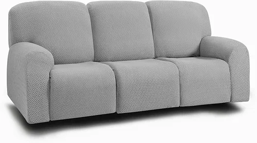 Vista 40 de ULTICOR Fundas jacquard para sofá reclinable de 8 piezas, fundas elásticas para sofá reclinable de 3 cojines, gruesas, suaves y lavables (estilo 3)